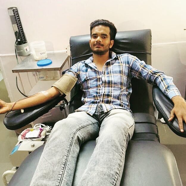 Donor in clinic chair